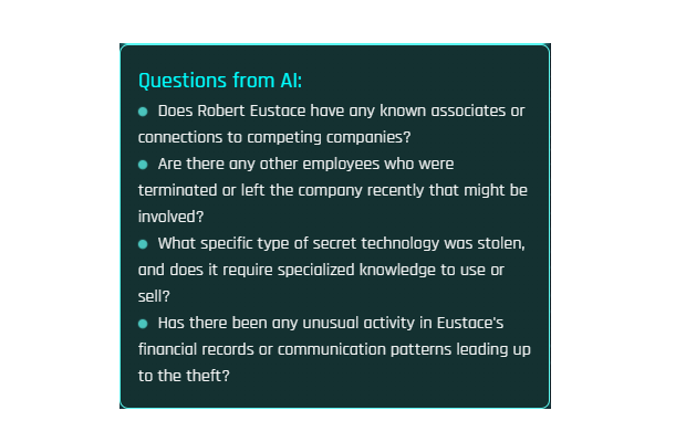 AI Investigation Questions